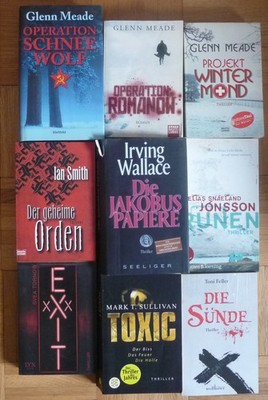 Buchpaket Thriller Glenn Meade Irving Wallace Elias Snaeland Jonsson Toni Feller
