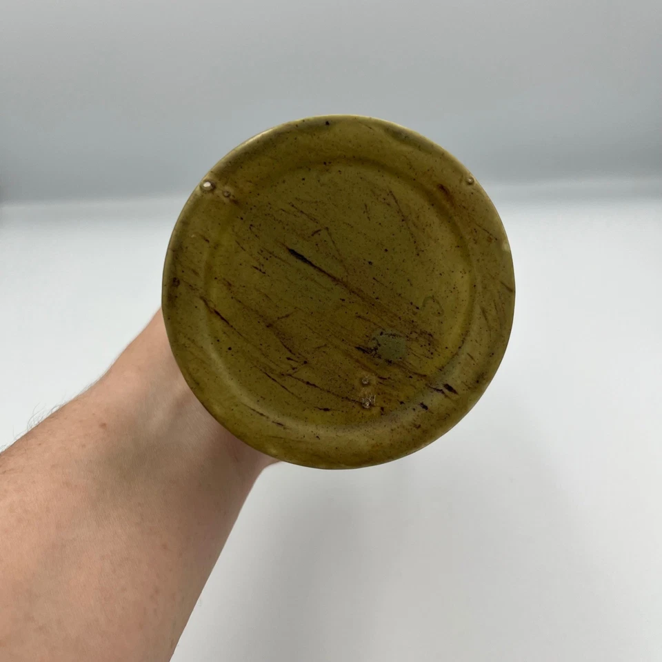 Vaso de cerâmica moderno do meio do século com alça alta marrom dourado decoração retrô - Imagem 2 de 4