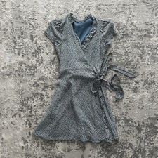 Madewell women's 100% Silk Ruffle-Edge Wrap Dress Size XS in Ditsy Floral