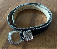 VTG Streets Ahead Women's Black Suede/Silver Belt Large 27430 USA Missing Tip