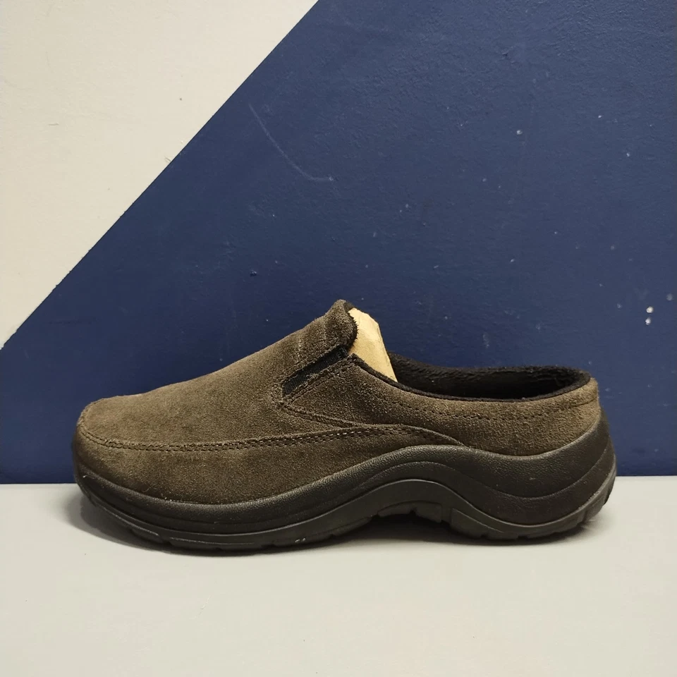 L.L. Bean Clogs Womens Size 8M Brown Black Suede Wedge Moc Toe Comfort Slip On - Image 4 of 4