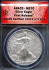 2012 $1 Silver American Eagle Dollar MS 70 1st Release ANACS # 7004764365 +Bonus