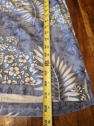 Tommy Bahama Herren Hawaii Tropical Leaves Blau Knopfleiste 100% Seide Hemd Größe L - Bild 8 von 8