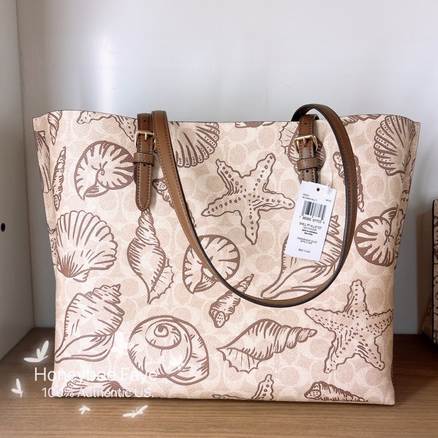 NWT Coach Mollie Tote Bag In Signature With Shell Print CBH64 🐚 Large Size