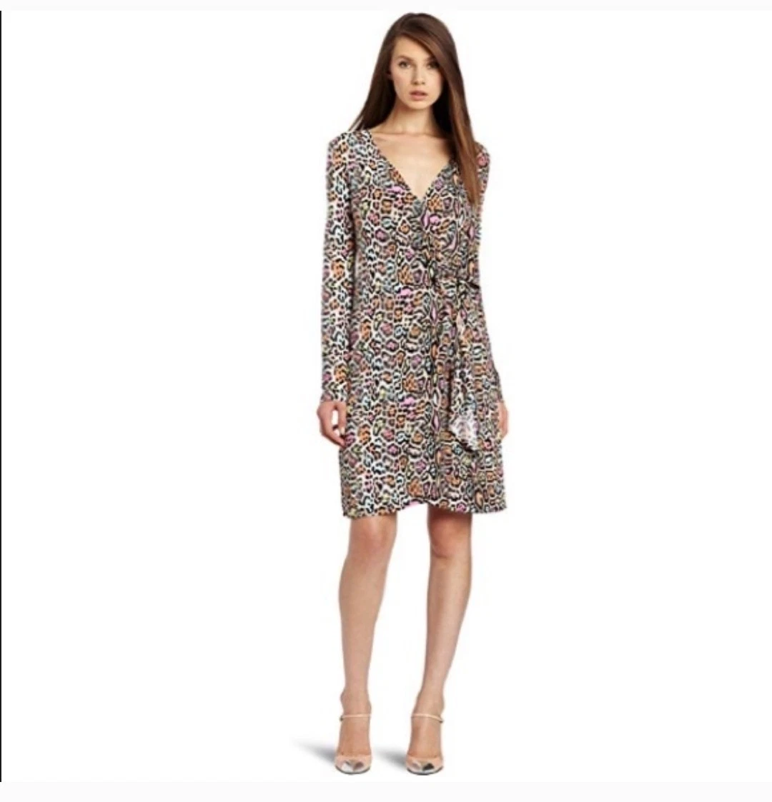 Robe BCBGMAXAZRIA Imprimé Animalier, Col Drapé - Taille M, Occasion En Très Bon état