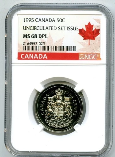 1995 CANADA 50 CENT NGC MS68 DPL DEEP PROOF LIKE COIN UNC HALF DOLLAR RARE POP 3