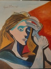 quadro, dipinto, opera d'arte,  "volto di donna"    olio su tela cm 40x50