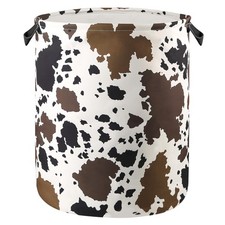 Cow Laundry Basket Western Room Decor Nursery Hamper Cute Animal Bin for Dorm...