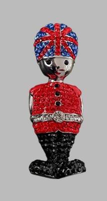 Butler & Wilson Kristall Royal Beefeater, Soldat Union Jack Brosche