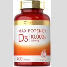 Carlyle Max Potency Vitamin D3 10000 IU Capsules - 400 Count