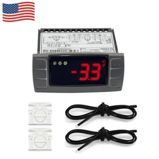 Dixell Temperature Controller XR06CX-4N1F1 w/ 2pcs probes & brackets black panel