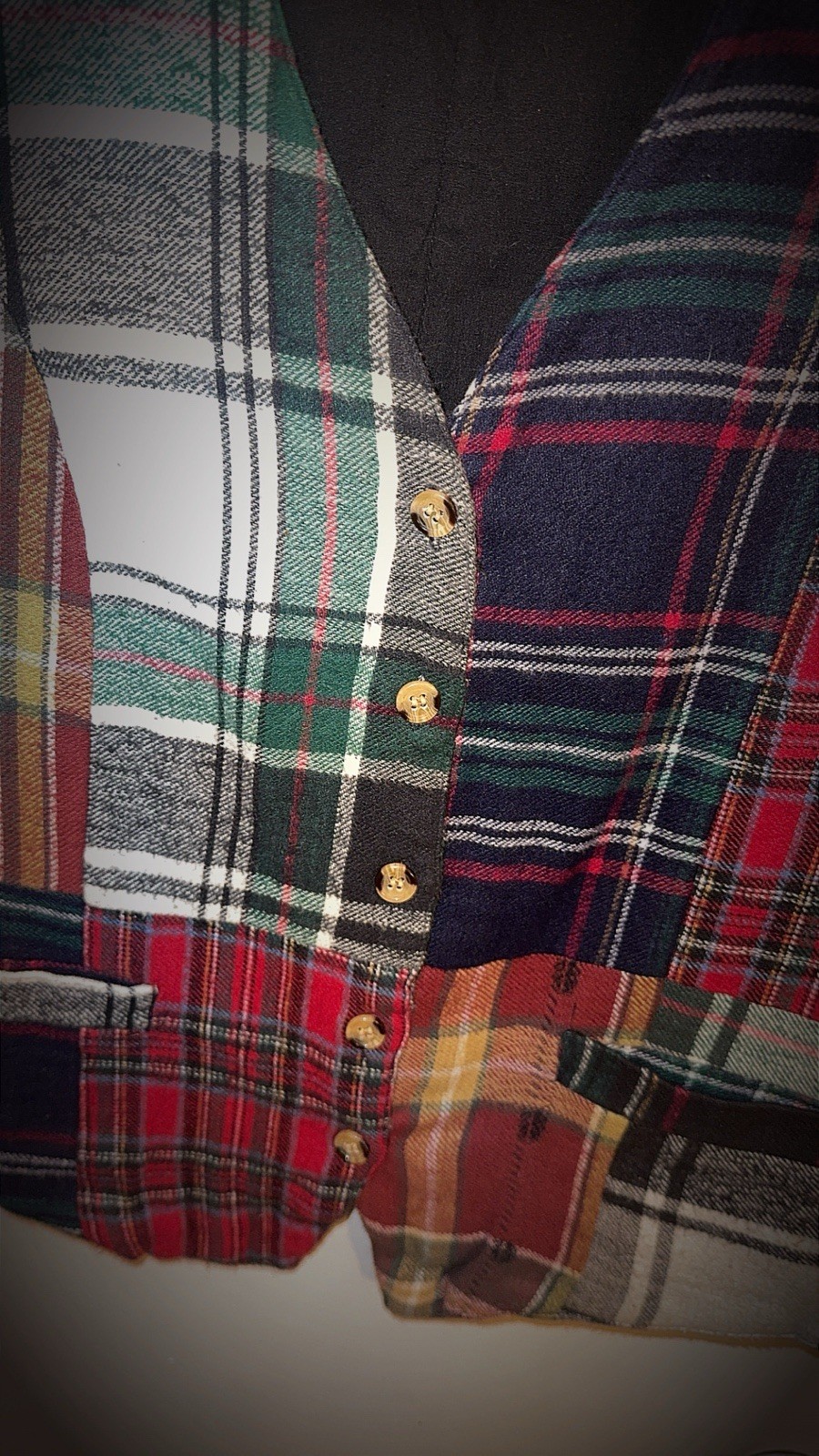 Unique vintage patchwork vest with button-up W/ p… - image 3