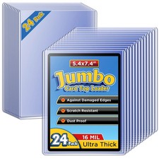 Jumbo Card Hard Sleeves - 24 Pack Rigid Plastic Top loaders for 5.4 x7.4