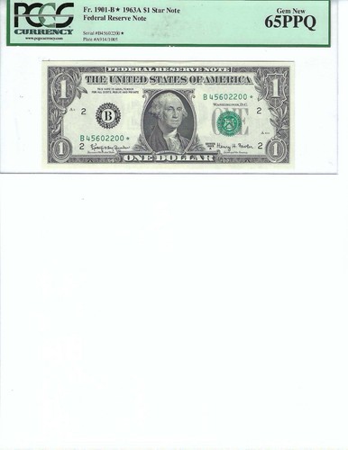 1963 $1 FRN FR1901-B* PCGS 65 PPQ, New York * Note S/N B45602200*!!! - Picture 1 of 2