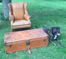 Antique Louis Vuitton Leather Travel Cabin Tr...