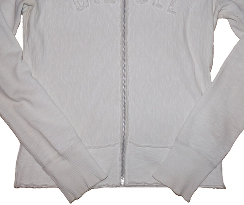 Women's Vintage DIESEL Ivory 100% Cotton Full Zip Sweatshirt L RUNS SMALL - Picture 2 of 8