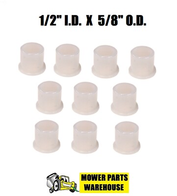 10 Pack Nylon Wheel Bushings - ID 1/2", OD 5/8", Height 5/8", Flange OD 3/4"