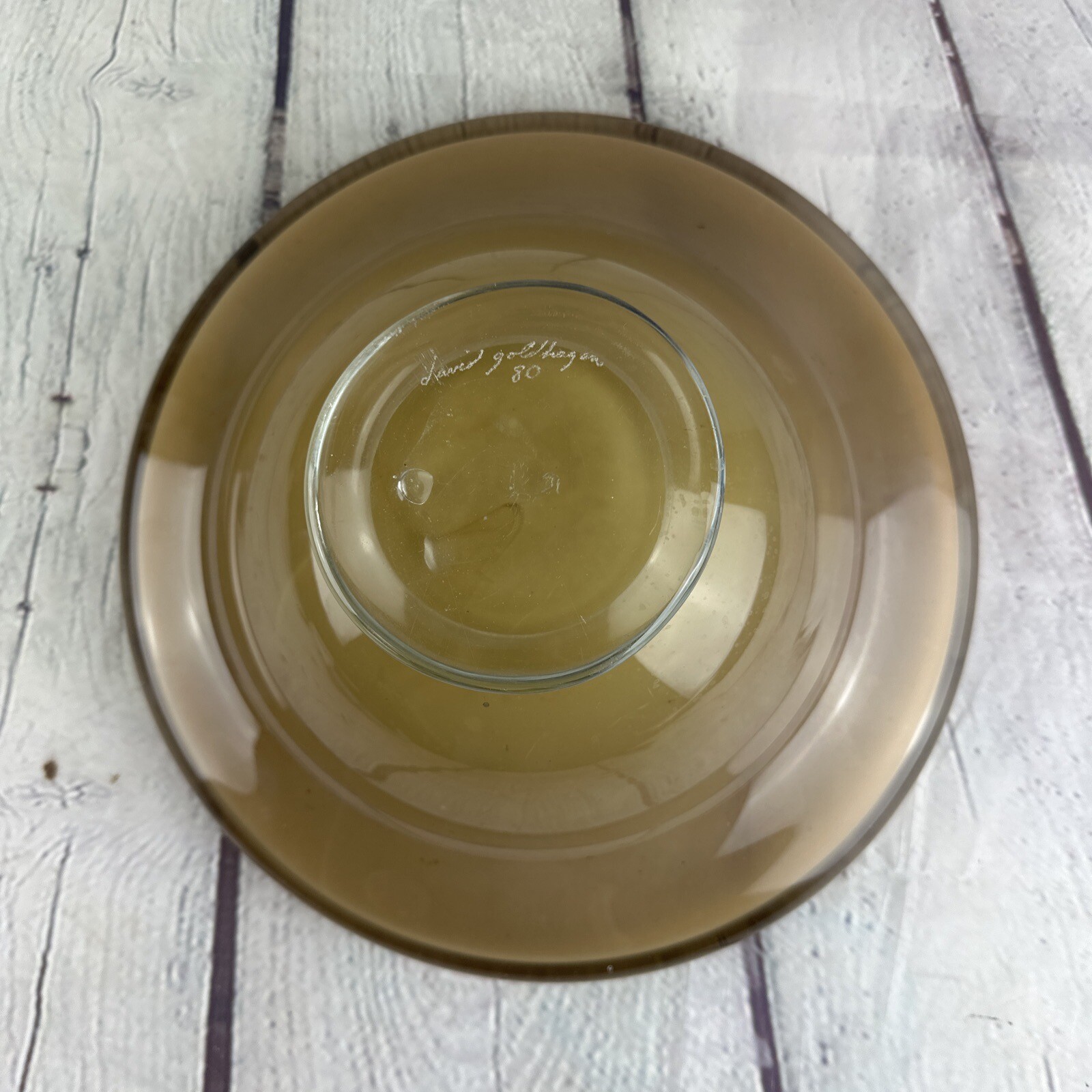 Simply elegant blown bowl signed by artist David Goldhagen unique sculpture