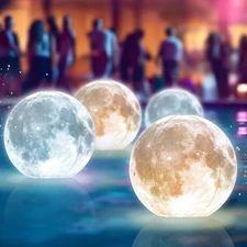 Full Moon Floating Pool Lights Solar Powered - 14", That Float, Inflatable Water