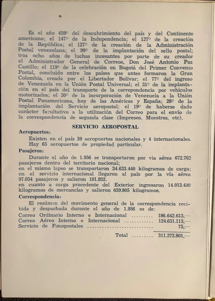 STAMPS, 31 VENEZUELA COMMEMORATIVE COLLECTABLES 1956-1957, NOT USED or CANCELLED - Image 2 of 4