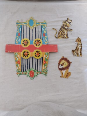 Vintage Cereal Box Cut-out Circus Animals And Cart (275)