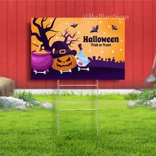 Happy Halloween Trick or Treat Indoor Outdoor Yard Sign - Lawn Sign