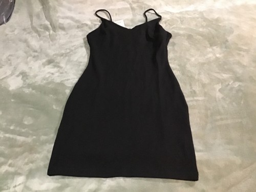 Mango committed black ribbed dress new 
