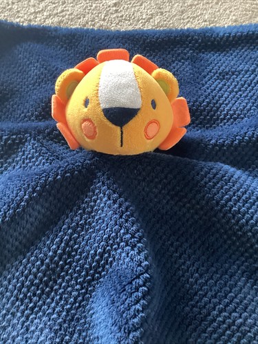 Lion Lovey Security Blanket Okie Dokie Rattle Navy Blue 2015 Plush Baby Toddler - Picture 2 of 3