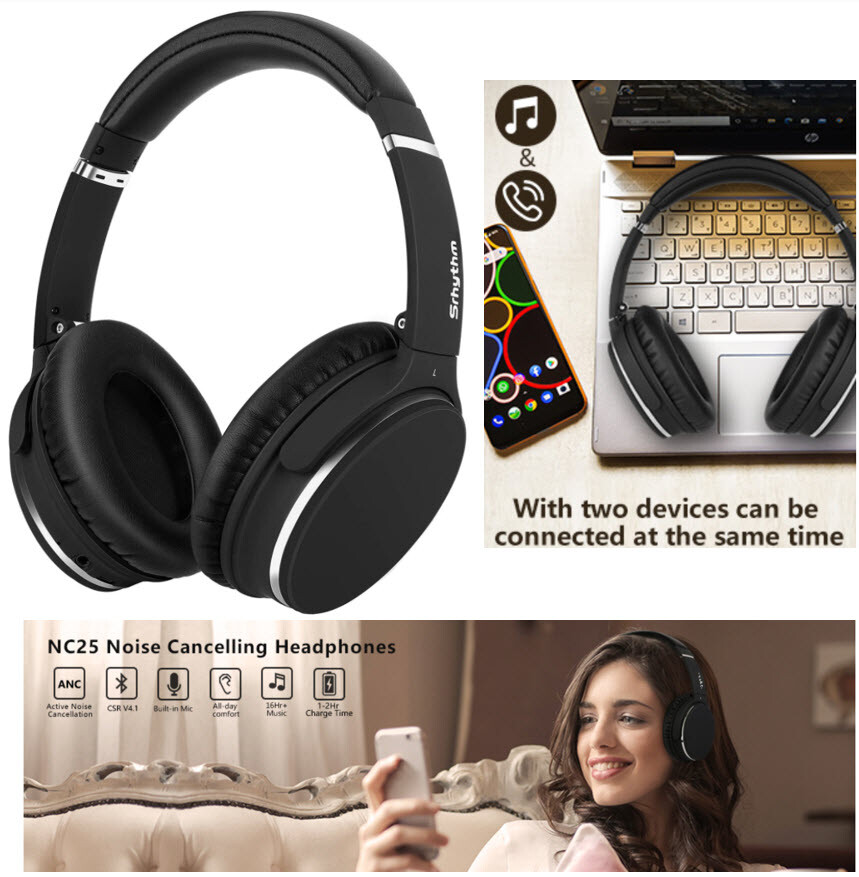 Wireless Headphone Active Noise Cancelling Bluetooth Over Ear CVC