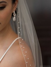 wedding veil 1 tier Rhinestones cathedral bride veil ivory