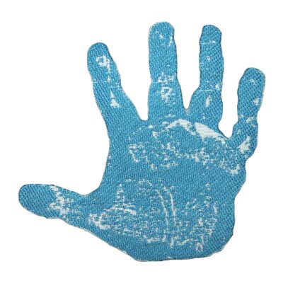 ID 9223 Blue Handprint Patch Symbol High Five Palm Iron On Embroidered Applique