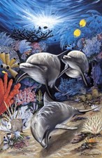 Ceramic Backsplash Tile Mural Dolphin Whale Underwater - In Search Of Mishchief