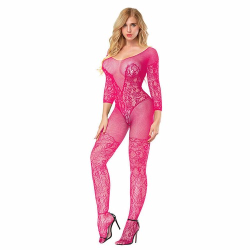 Floral Bodystocking Stockings Bodysuit Babydoll Fishnet Sleepwear Lingerie Dress - Picture 220 of 402
