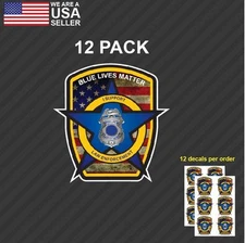 12 PACK Blue Lives Matter American Flag Police Car or Truck Decal Sticker BLM