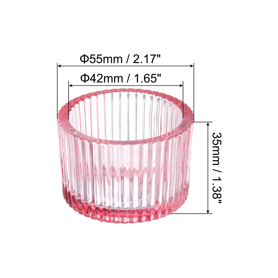 Portavelas de vidrio rosa con luz de té 2 piezas Foto 2 de 4