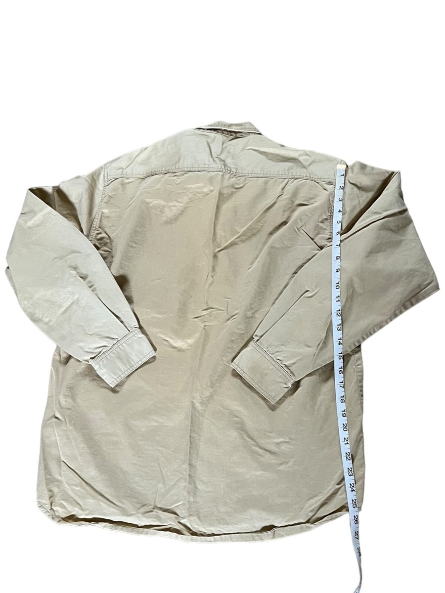 VINTAGE Stussy Authentic Gear Beige Canvas Longsleeve Button Down