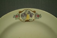 lot 3 vintage old 9 1/8" dinner salad lunch plates colonial man woman purple