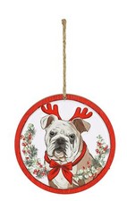 Bulldog Festive Holiday Dog Ornament