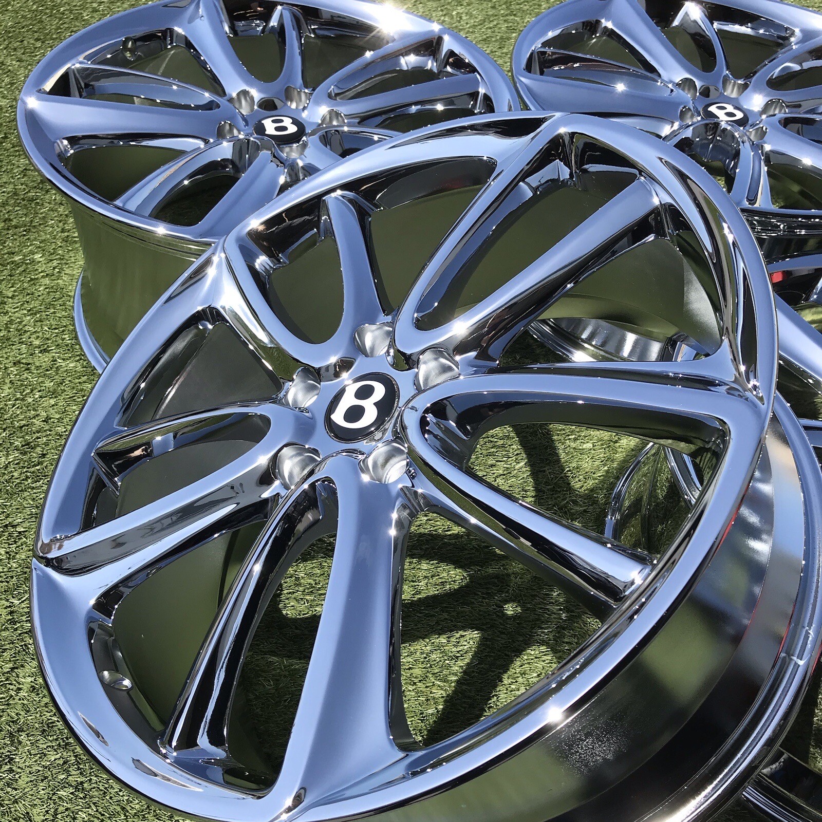 22" BENTLEY 2023 CONTINENTAL RIMS OEM GENUINE SET NEW CHROME PERFERCT SET 4 FACT