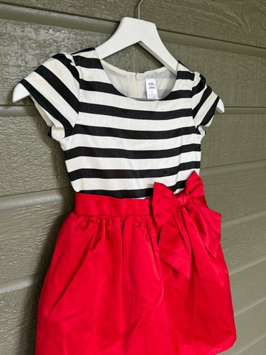 Olivia for Gymboree Holiday Satin Dress Red Black White Size 6 - Picture 5 of 9