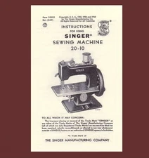 Singer 20 toy child sewhandy sewing machine MANUAL INSTRUCTIONS 20-10 (1948)