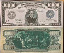 Reproduction Copy 1918 $10,000 Federal Reserve Note Currency US See Description!