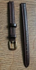 8mm VINTAGE GENUINE CALF LEATHER APOLLO STITCHED BROWN WATCH STRAP GOLD BUCKLE 
