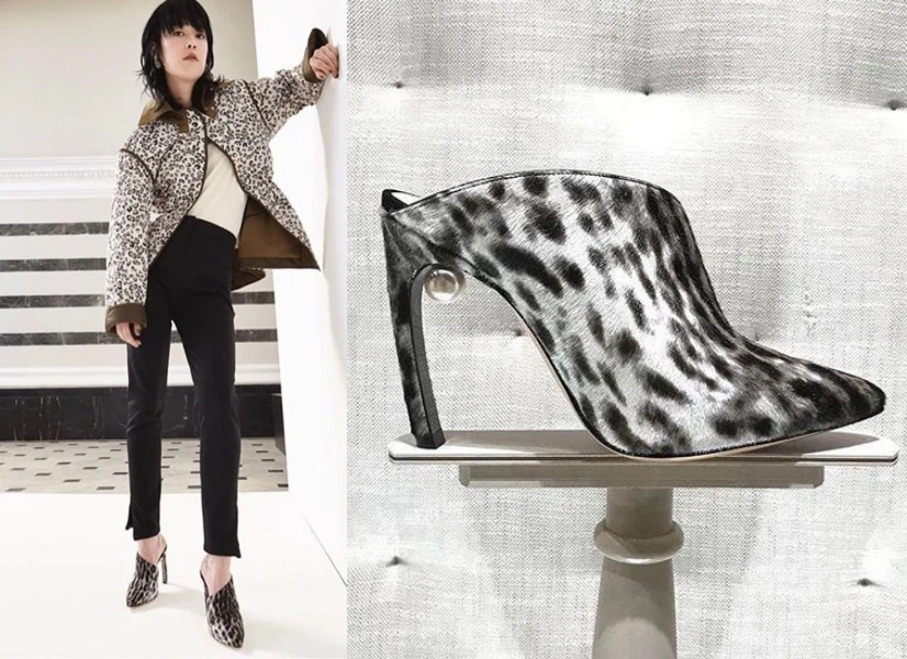 Nicholas Kirkwood Mira Leopard Print Calf Hair Faux Pearl Mule US 7/ IT 37  $995