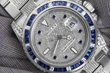 Rolex Submariner Stainless Steel Custom Diamond/Blue Sapphires Watch