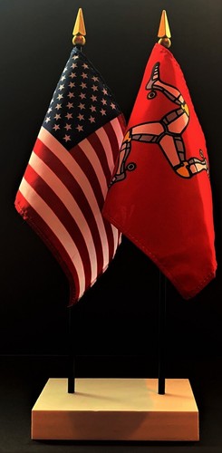 1 Amerikanisches & 1 Land Miniatur Viskose 4"x6" Schreibtisch Flagge Set und weißer 2-Loch Sockel - Bild 98 von 227