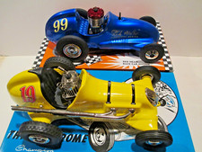 2 vintage Thimble Drome Nylint tether race cars, toy line control. Mint