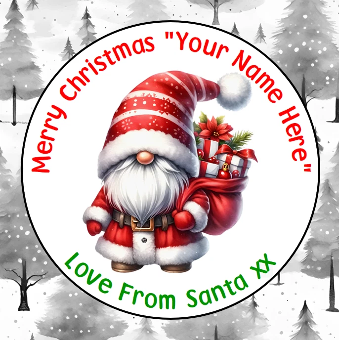 LABEL WARRIOR PERSONALISED CHRISTMAS SANTA STICKERS NAME LABELS GIFT FATHER CHRISTMAS