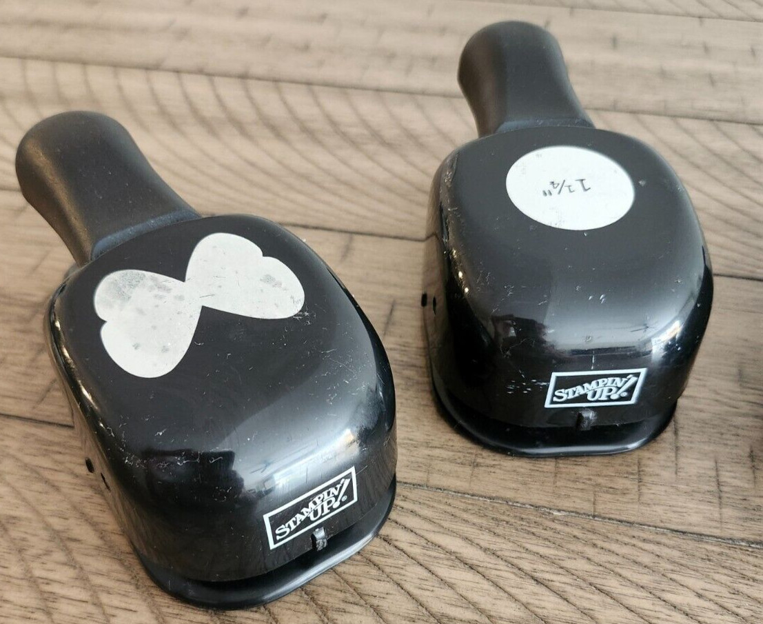 Lot of 4 STAMPIN UP Paper Punches Circles 1.75" 1.25" Square 1.25" Butterfly