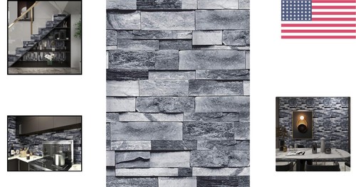 Vintage Gray Brick Peel and Stick Wallpaper - Self-Adhesive Vinyl 118x17.7 - Picture 2 of 9